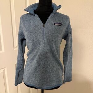 Patagonia Women's Heathered Slate-Blue Half-Zip Turtleneck - Better Sweater
